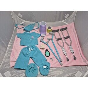 American Girl Doll Truly Me Feel Better Kit Crutches Cast Bandages Ice Pack
